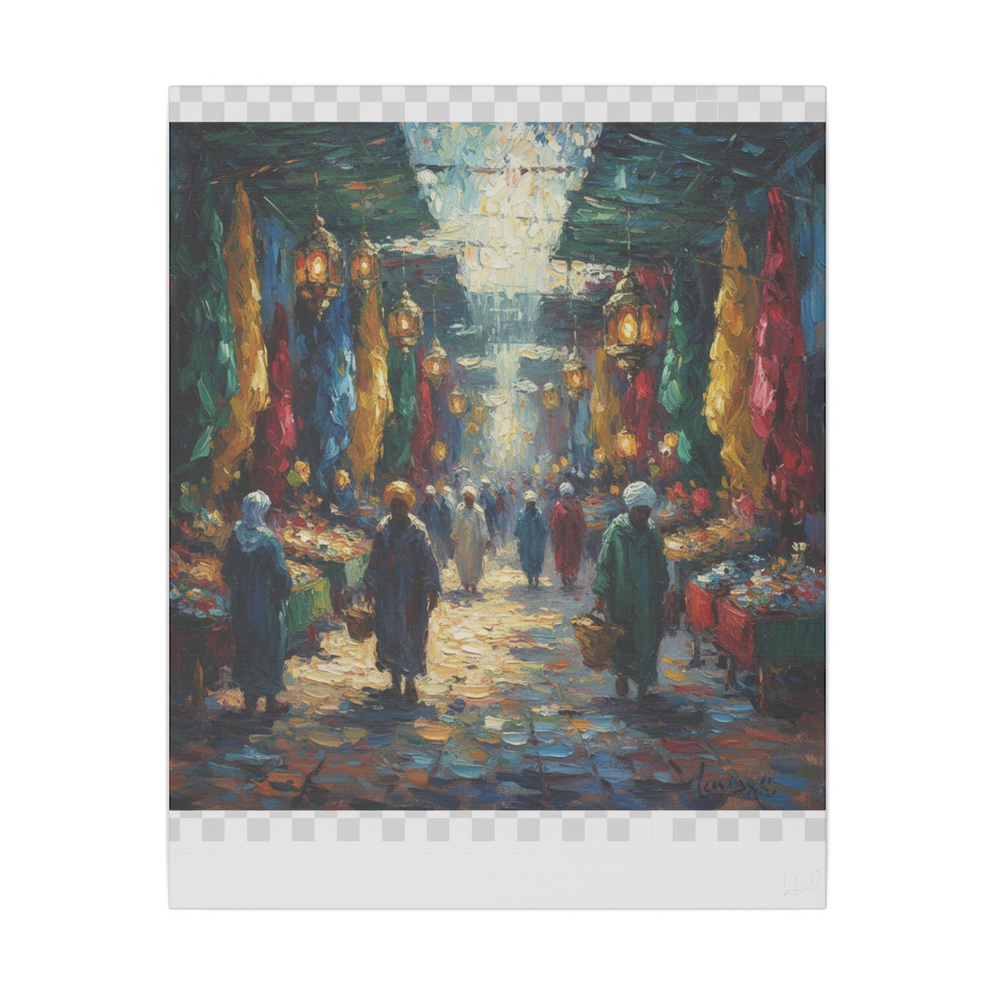 Middle Eastern Market Matte Canvas Wall Art — Colorful Bazaar Street Scene