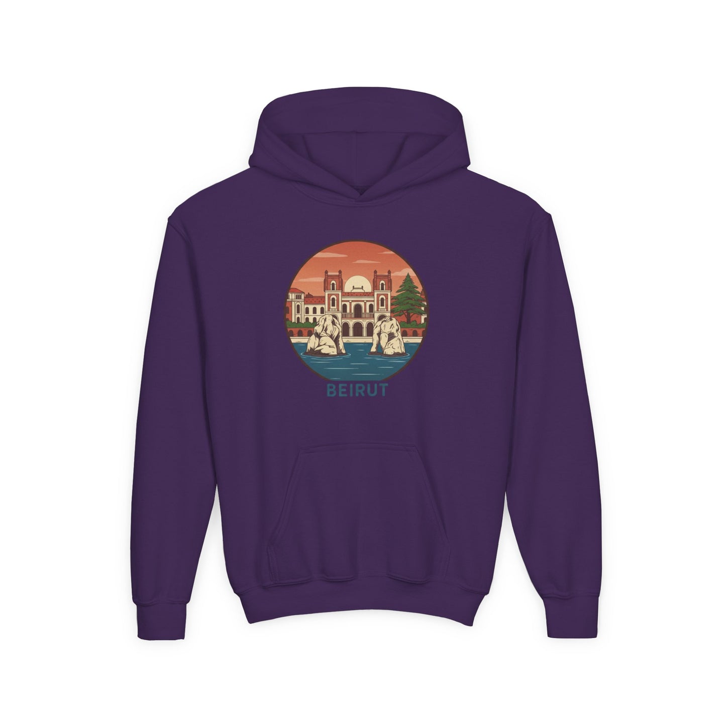 Beirut Skyline Youth Hoodie - Vintage City Illustration