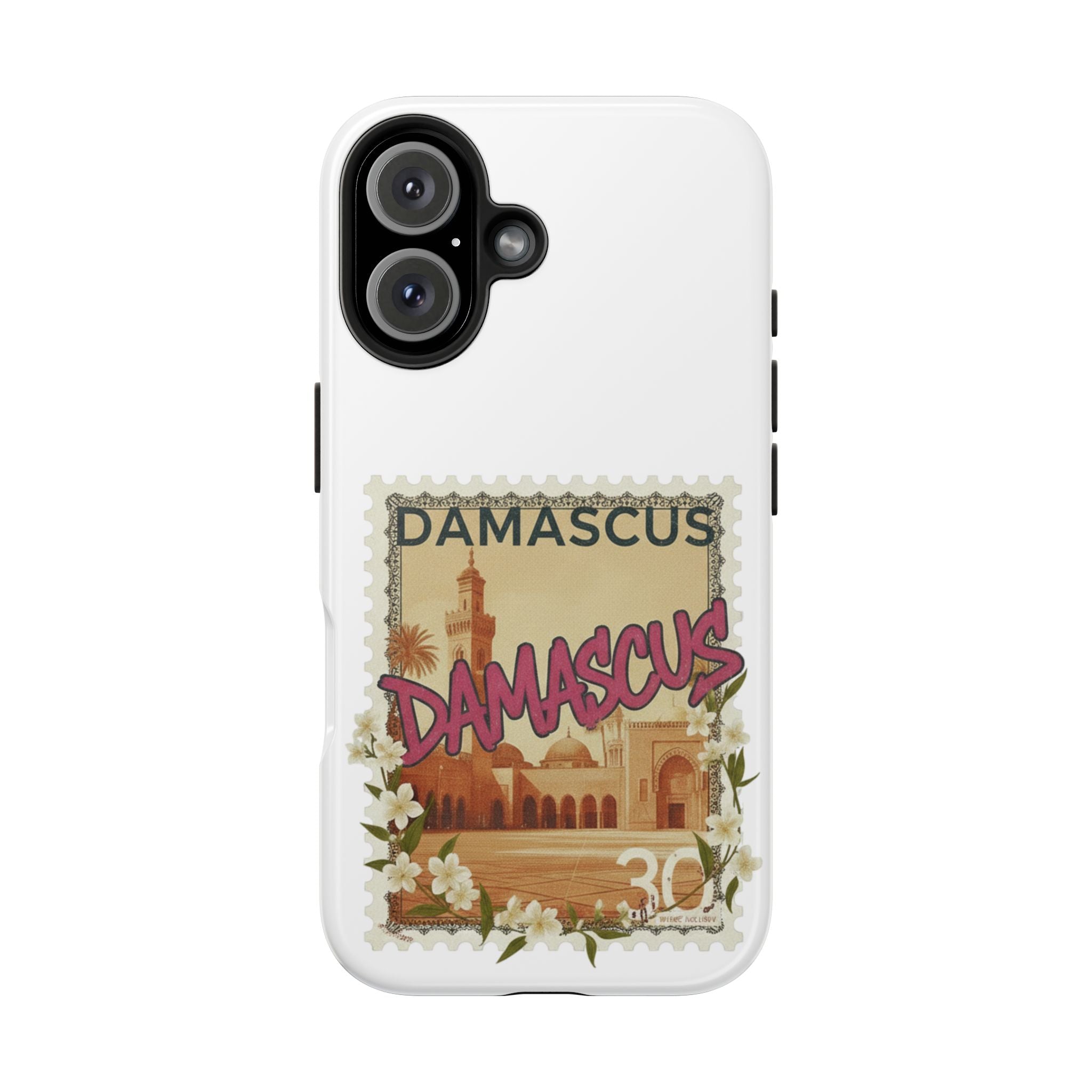 Damascus Vintage Stamp Tough Phone Case — Retro Travel Phone Cover