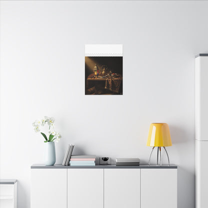 Oriental Still Life Canvas — Vintage Brass Teapot & Lantern Wall Art