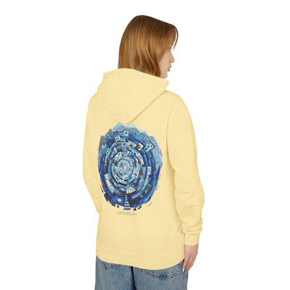 Abstract Blue Mandala Hoodie — Geometric Spiral Art Lightweight Hoodie