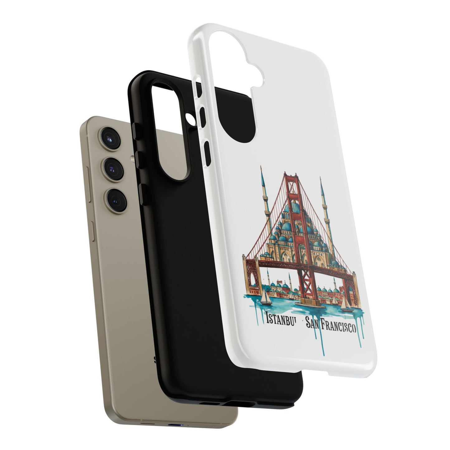 City Bridge Phone Case — Istanbul × San Francisco Illustrated Travel Design