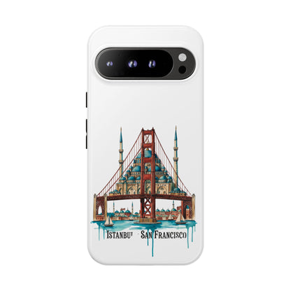 City Bridge Phone Case — Istanbul × San Francisco Illustrated Travel Design
