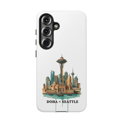 Coque de téléphone résistante Doha x Seattle Skyline — Protection pour téléphone inspirée de la ville