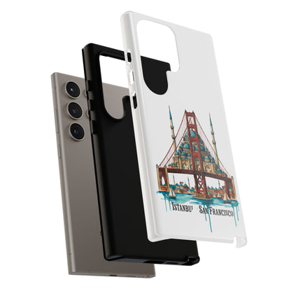 City Bridge Phone Case — Istanbul × San Francisco Illustrated Travel Design