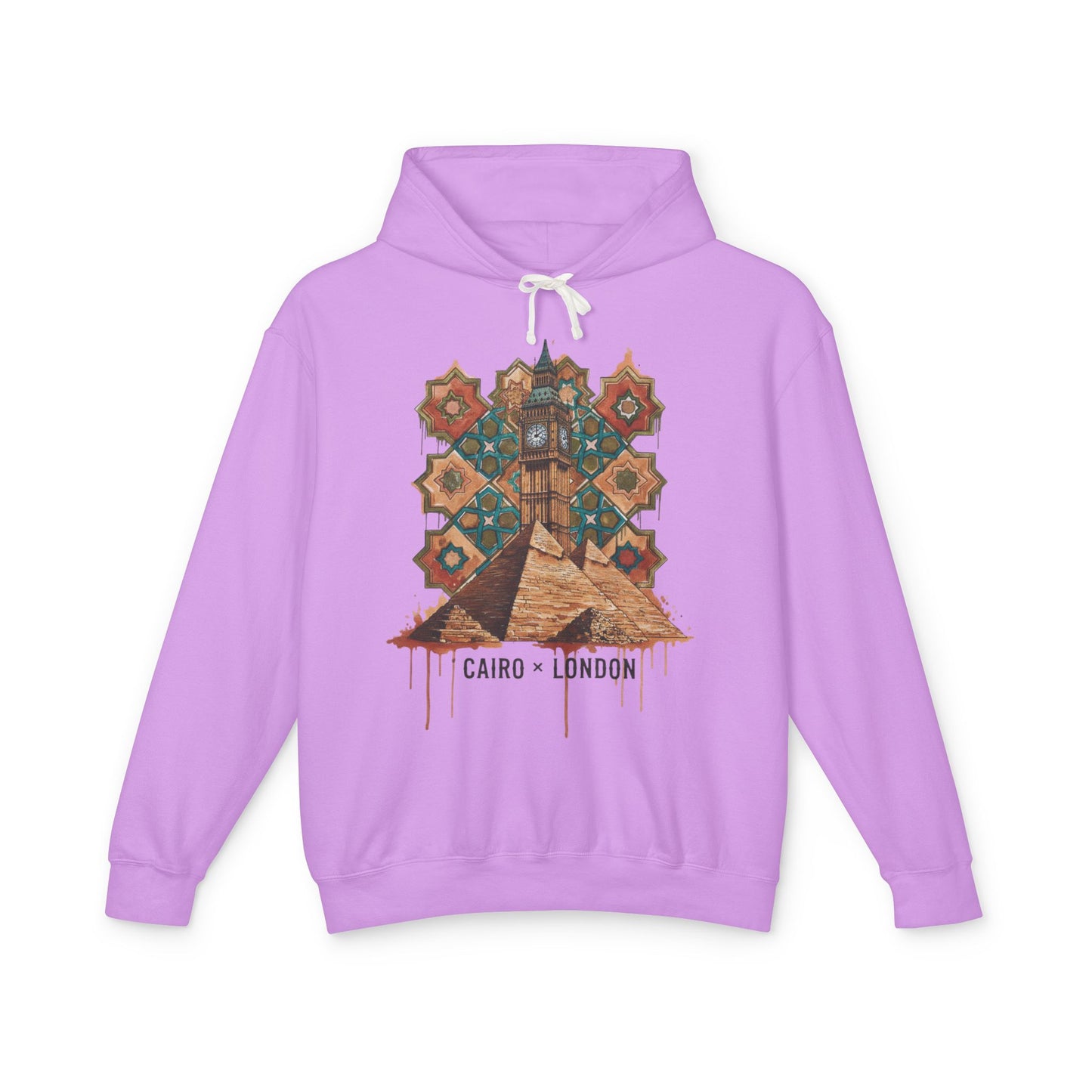 Cairo to London Vintage Pyramid Hoodie — Travel & Retro Mosaic Graphic