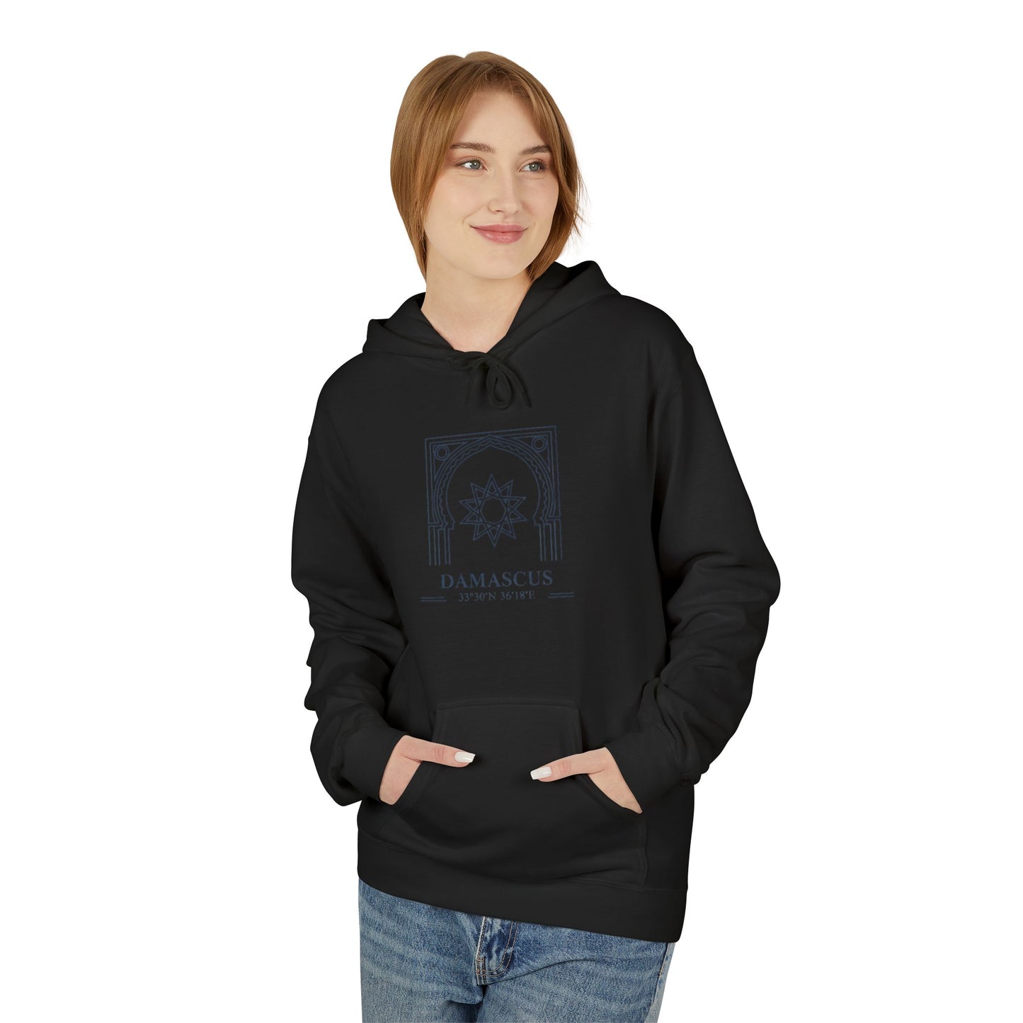 Damascus Heritage Hoodie — Minimal Middle Eastern Motif