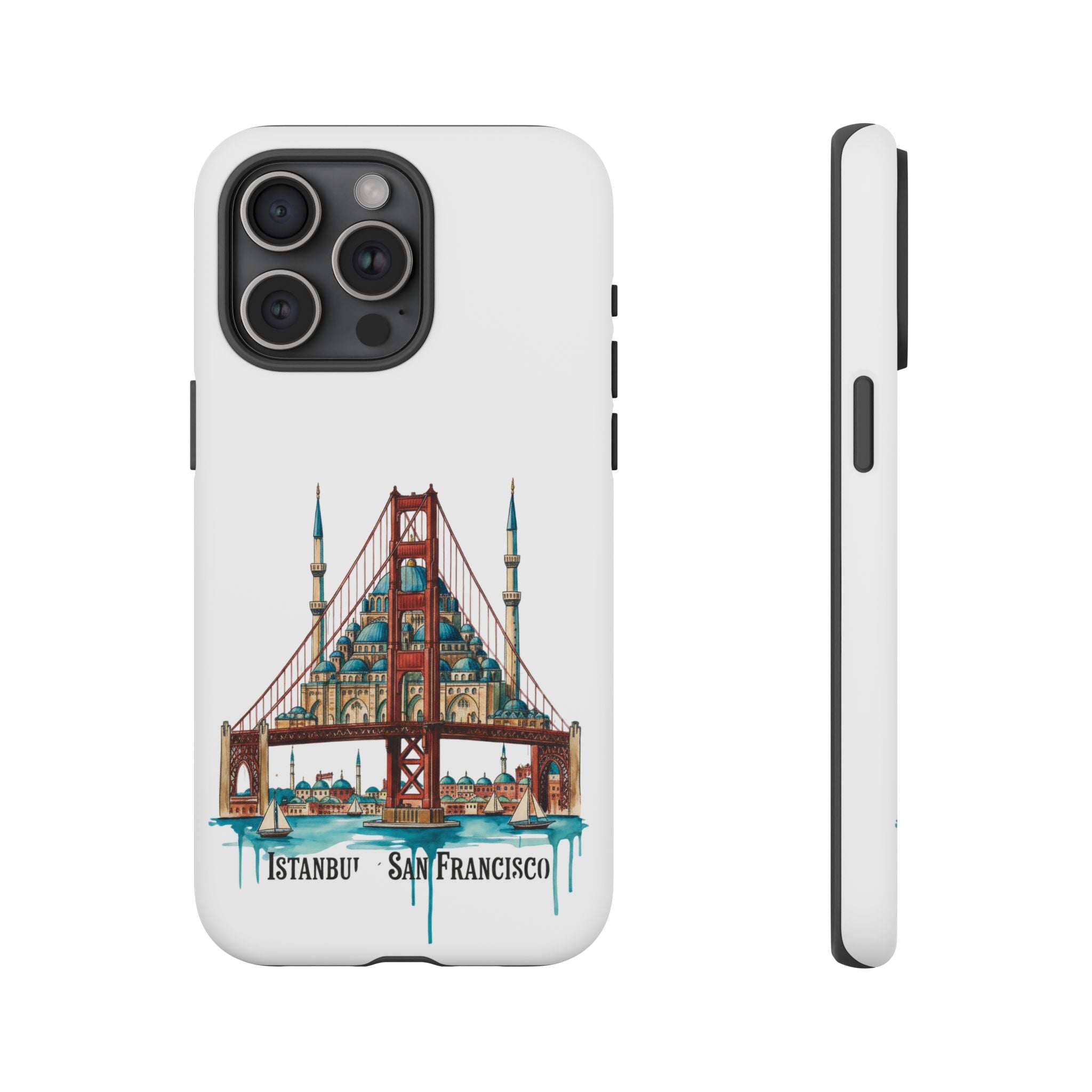 City Bridge Phone Case — Istanbul × San Francisco Illustrated Travel Design