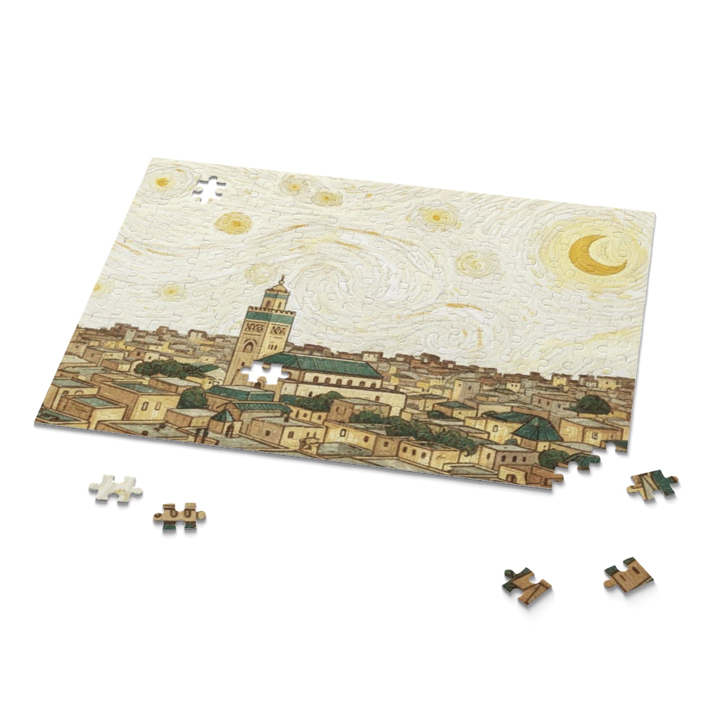 Moroccan Night Sky Puzzle – Cityscape Jigsaw (120/252/500 pcs)
