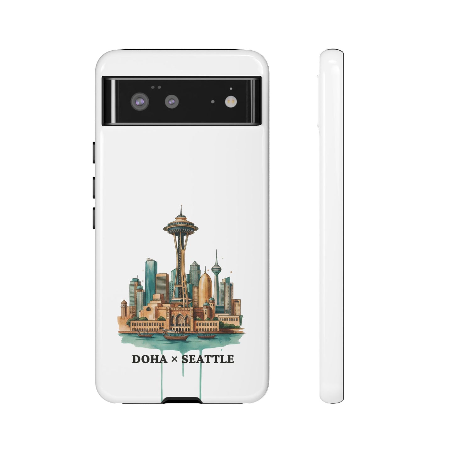 Coque de téléphone résistante Doha x Seattle Skyline — Protection pour téléphone inspirée de la ville