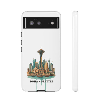 Coque de téléphone résistante Doha x Seattle Skyline — Protection pour téléphone inspirée de la ville