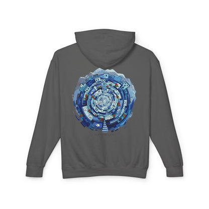 Abstract Blue Mandala Hoodie — Geometric Spiral Art Lightweight Hoodie