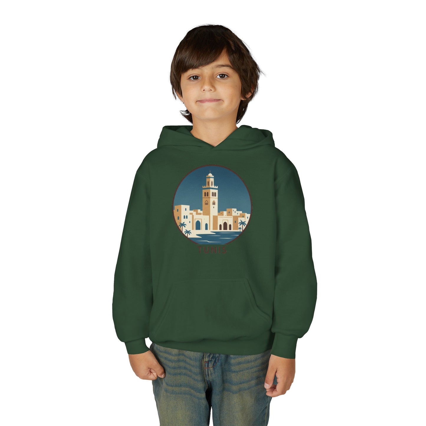 Tunis Youth Hoodie — Retro Tunis Cityscape Sweatshirt