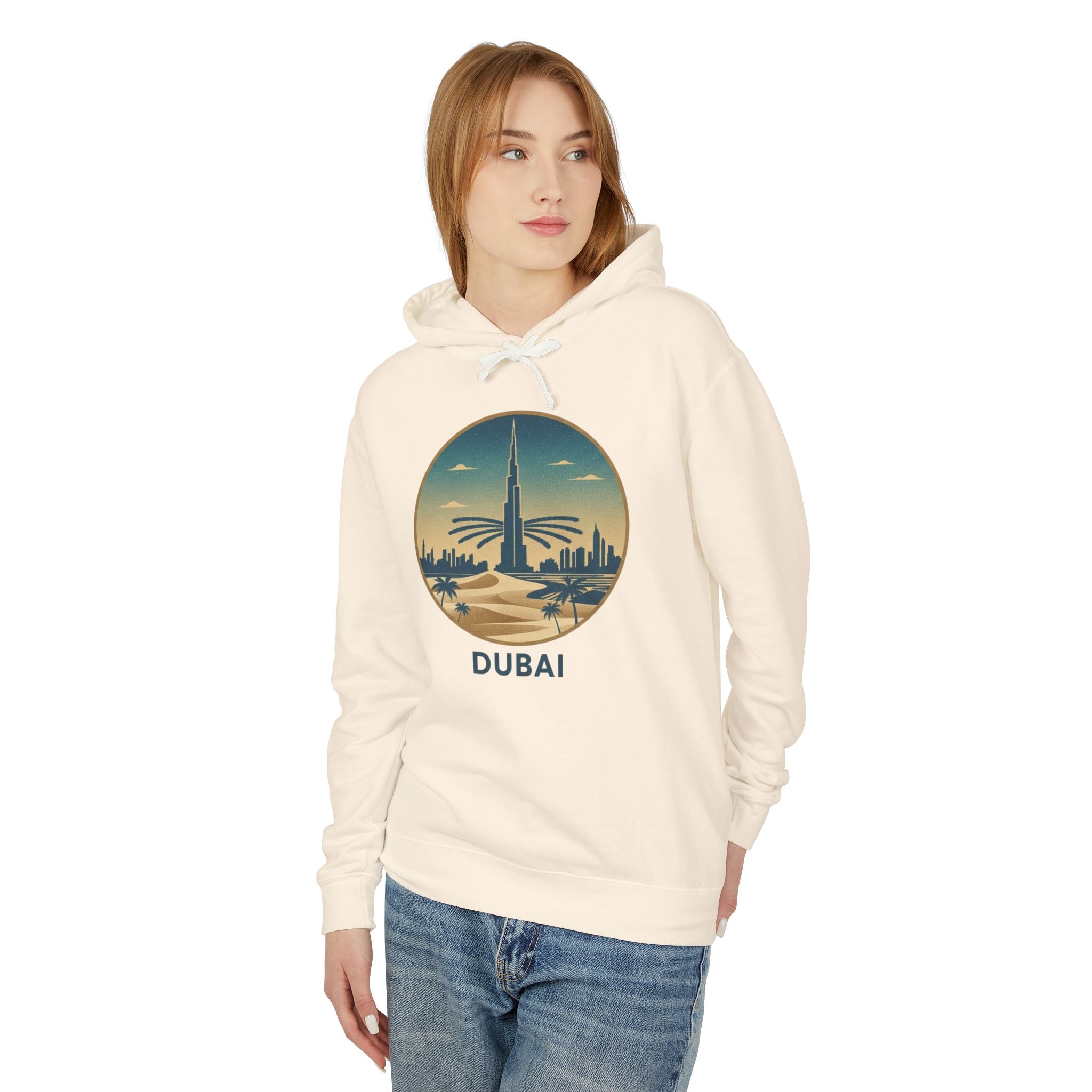 Dubai Skyline Hoodie — Vintage Desert Sunset Travel Sweatshirt