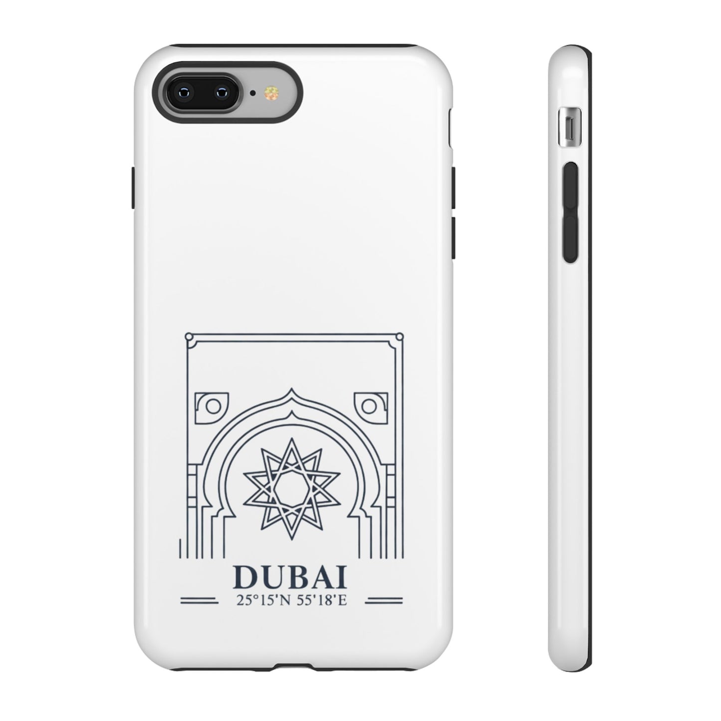 Dubai Architectural Phone Case — Minimal Souvenir Travel Design with Coordinates