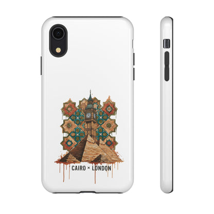 Cairo × London Phone Case — Vintage Mosaic Pyramids & Big Ben Travel Design