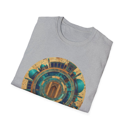 Sacred Geometry Mandala T-Shirt — Teal & Gold Spiritual Art Tee