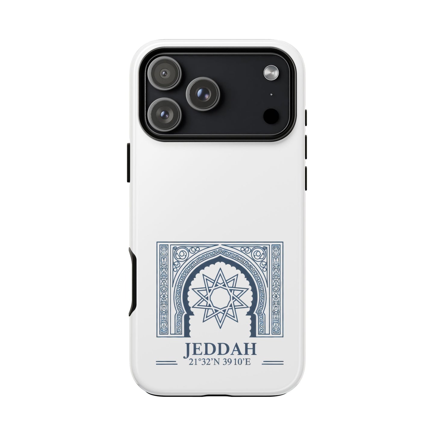 Jeddah Coordinates Phone Case — Blue Islamic Arch Travel Souvenir