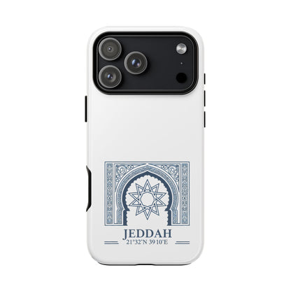 Jeddah Coordinates Phone Case — Blue Islamic Arch Travel Souvenir