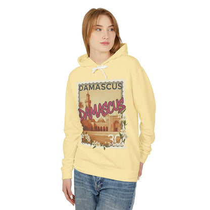 Damascus Vintage Postage Hoodie — Retro Travel Sweatshirt