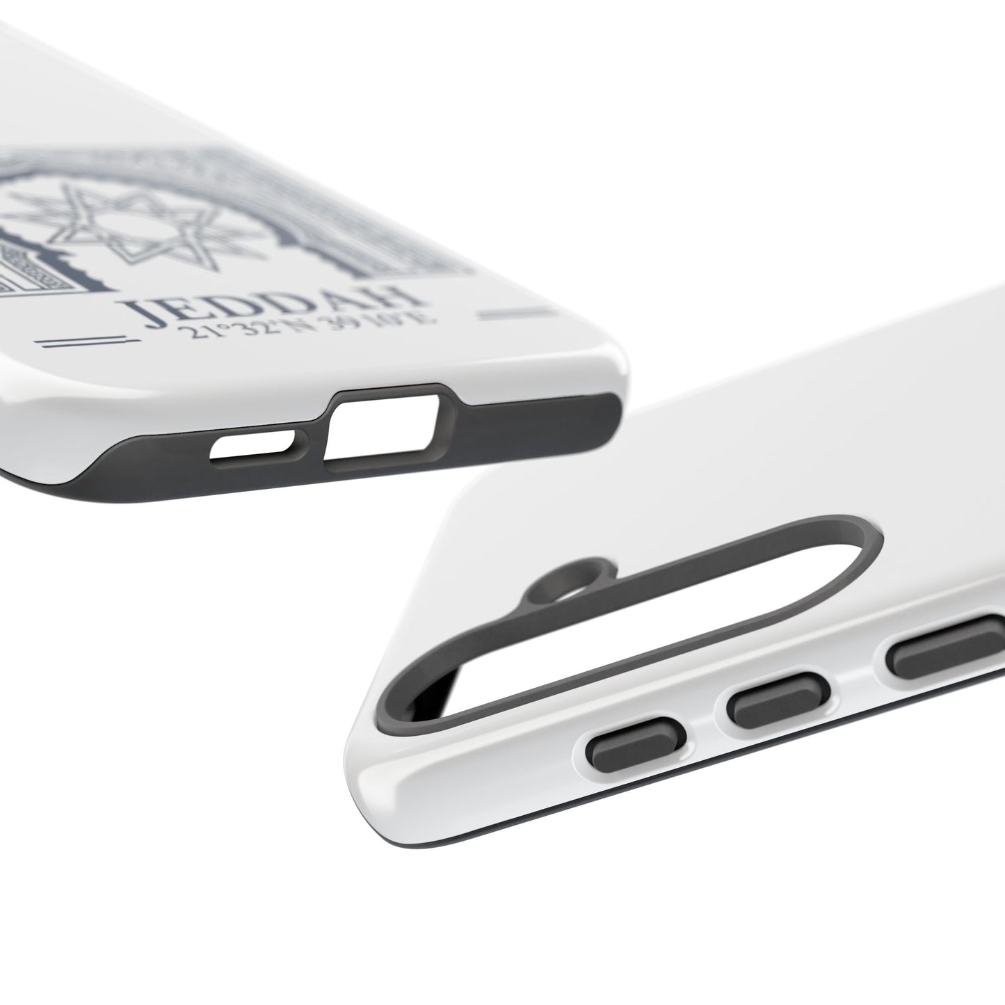 Jeddah Coordinates Phone Case — Arabic Arch Geometric Design