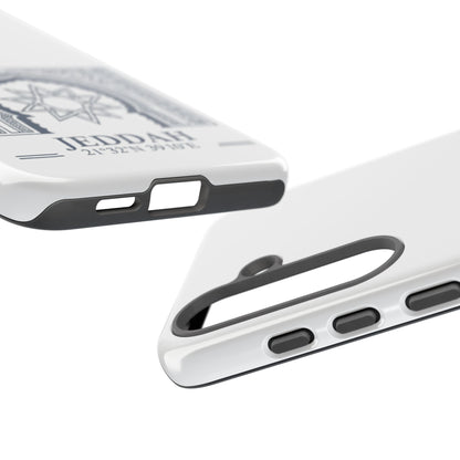 Jeddah Coordinates Phone Case — Arabic Arch Geometric Design