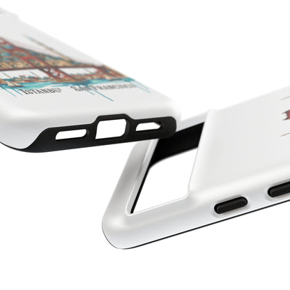 City Bridge Phone Case — Istanbul × San Francisco Illustrated Travel Design