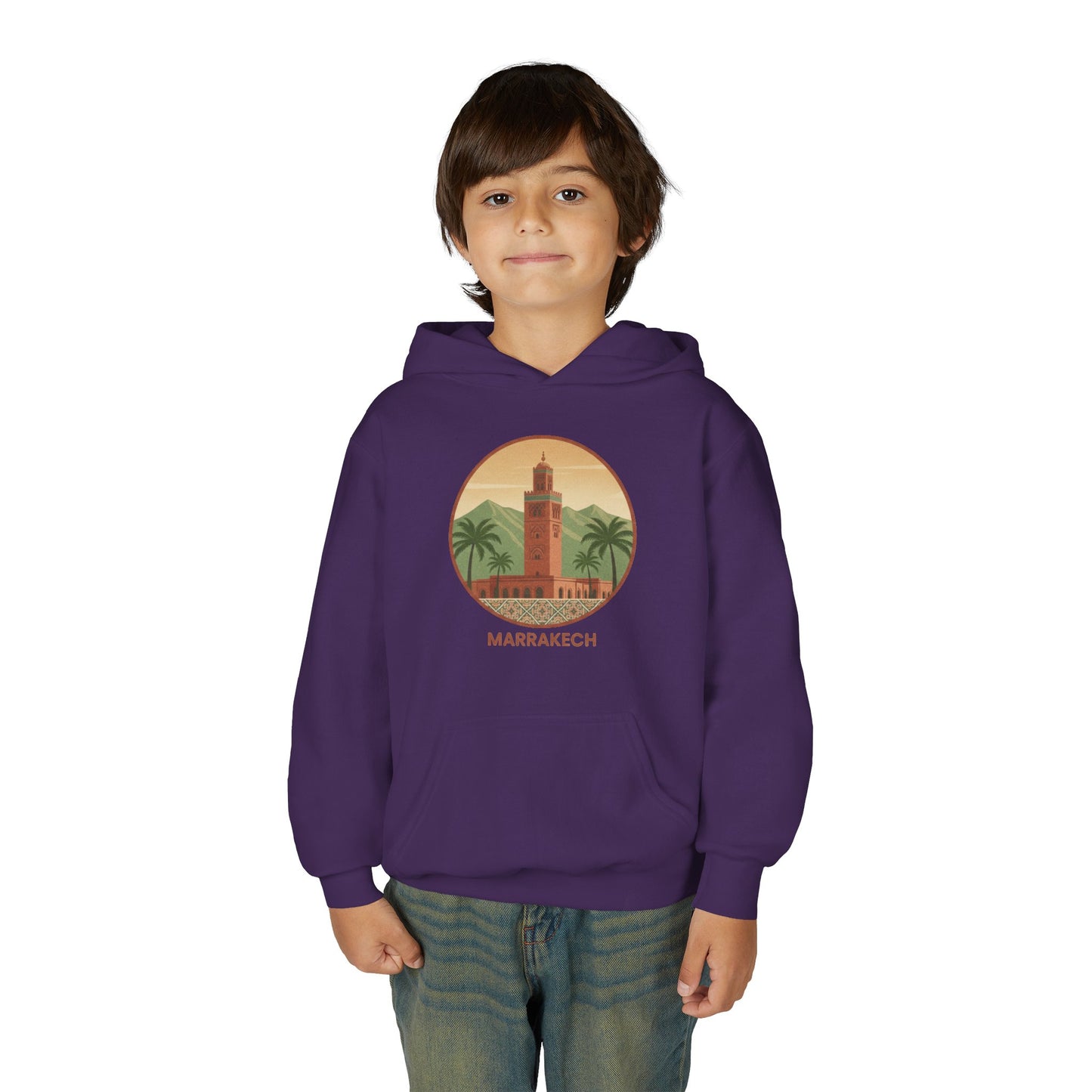 Marrakech Youth Hoodie – Vintage Palm Sunset Travel Sweatshirt