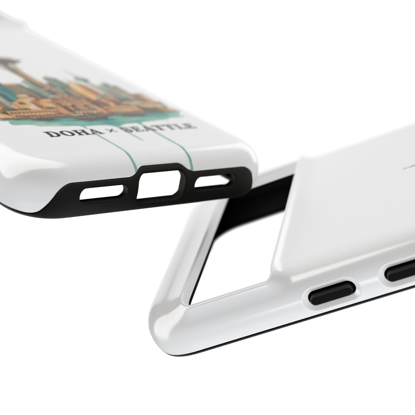 Coque de téléphone résistante Doha x Seattle Skyline — Protection pour téléphone inspirée de la ville
