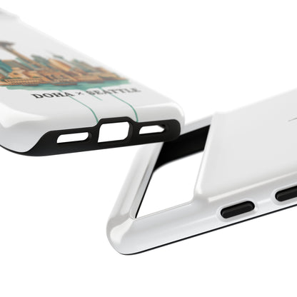 Coque de téléphone résistante Doha x Seattle Skyline — Protection pour téléphone inspirée de la ville