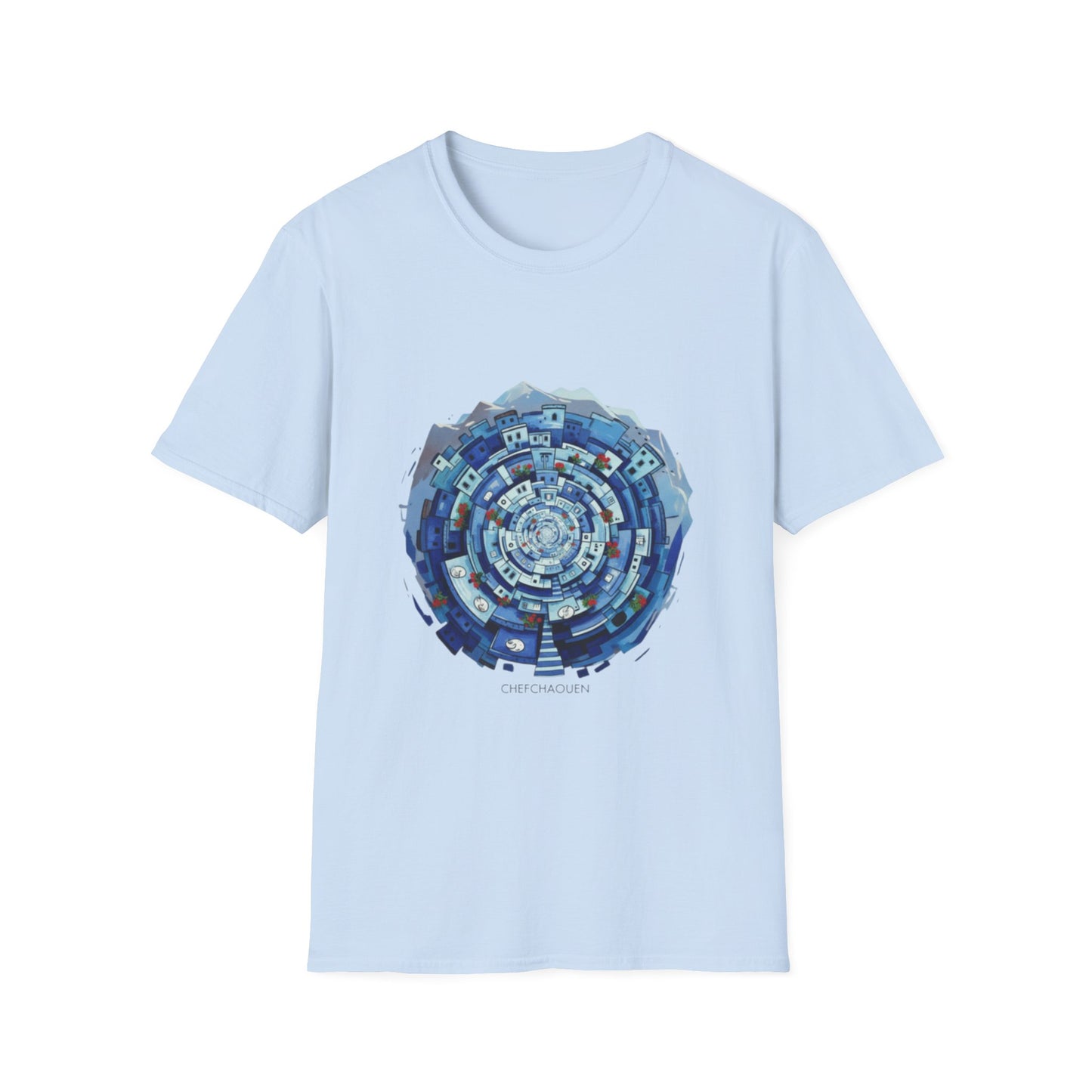 Blue Spiral Mandala T-Shirt — Abstract Ocean Vibe Graphic Tee
