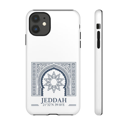 Jeddah Coordinates Phone Case — Arabic Arch Geometric Design