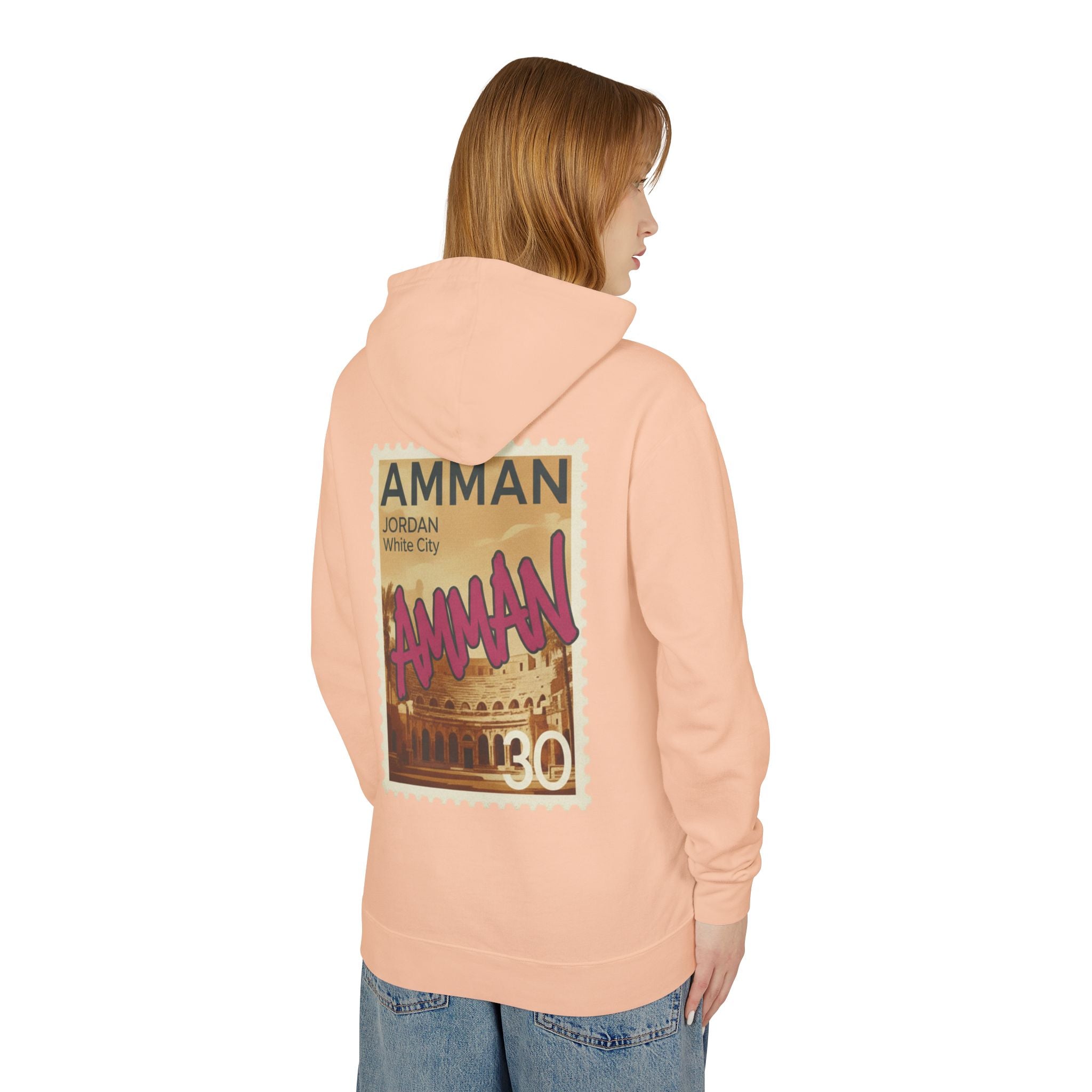Amman Stamp Hoodie — Vintage Jordan Travel Graphic Sweatshirt