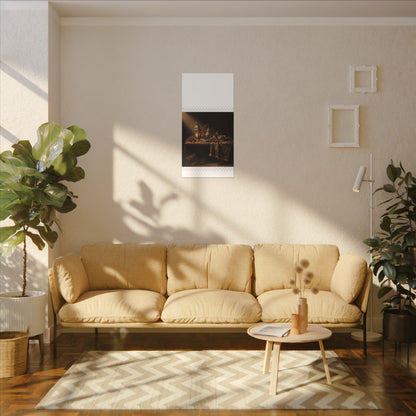 Oriental Still Life Canvas — Vintage Brass Teapot & Lantern Wall Art