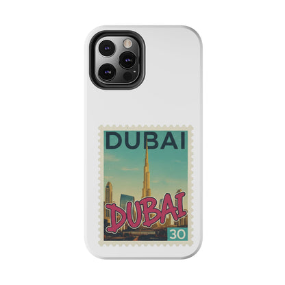 Coque de téléphone motif timbre-poste de Dubaï — Coque iPhone résistante inspirée du voyage
