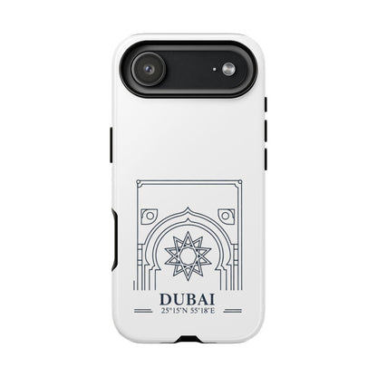 Dubai Architectural Phone Case — Minimal Souvenir Travel Design with Coordinates