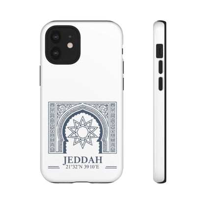 Jeddah Coordinates Phone Case — Arabic Arch Geometric Design