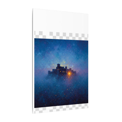Tableau sur toile mate « Forteresse de la Nuit Étoilée » — Paysage mystique de château bleu