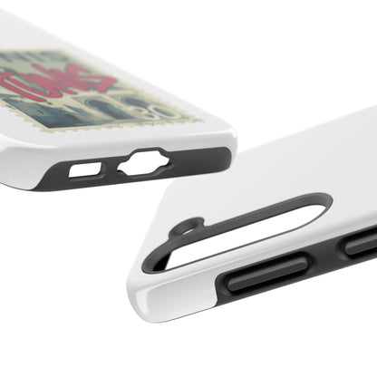 Coque de téléphone résistante à motif timbre vintage de Tunis — Étui de téléphone rétro pour voyage en Tunisie