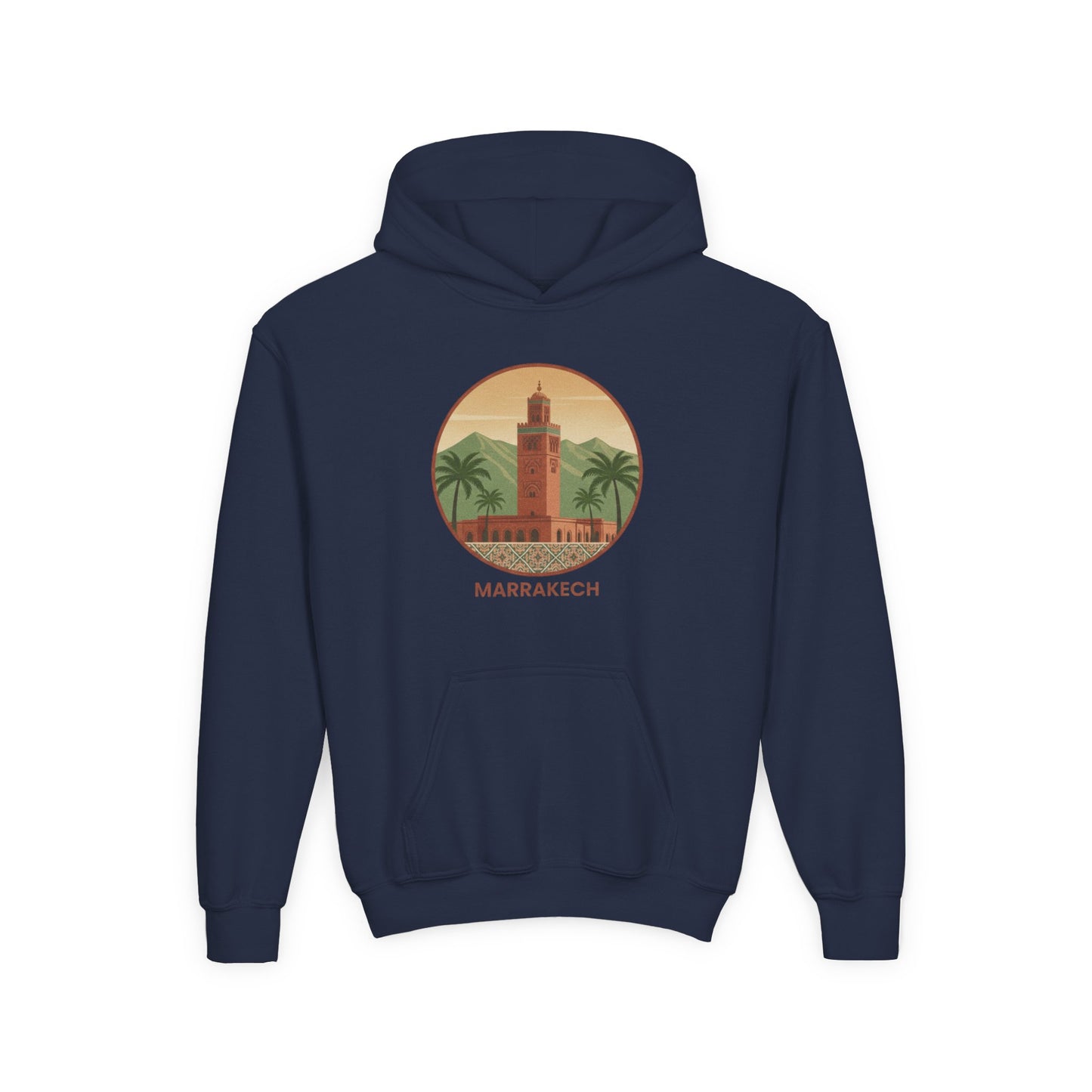 Marrakech Youth Hoodie – Vintage Palm Sunset Travel Sweatshirt