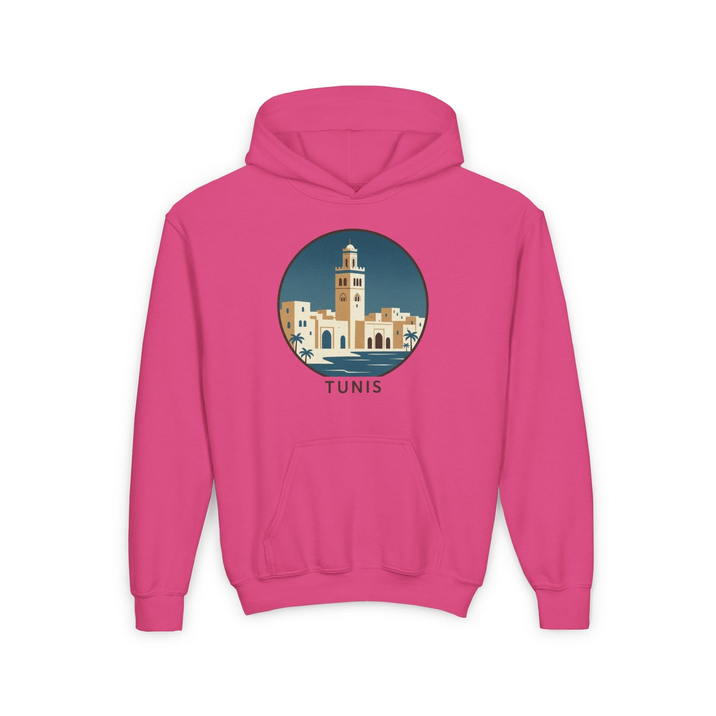 Tunis Youth Hoodie — Retro Tunis Cityscape Sweatshirt