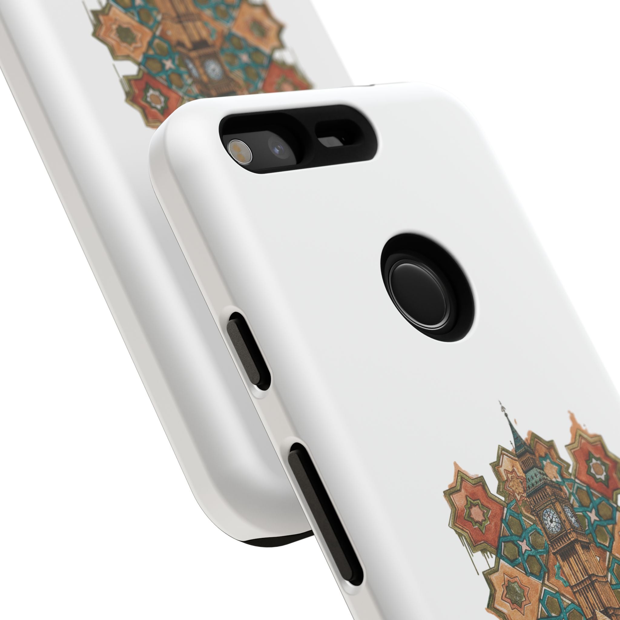 Cairo × London Phone Case — Vintage Mosaic Pyramids & Big Ben Travel Design