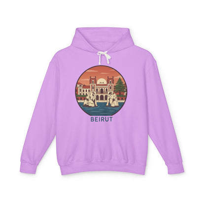 Beirut Vintage Landmark Hoodie — Retro Cityscape Graphic Hooded Sweatshirt