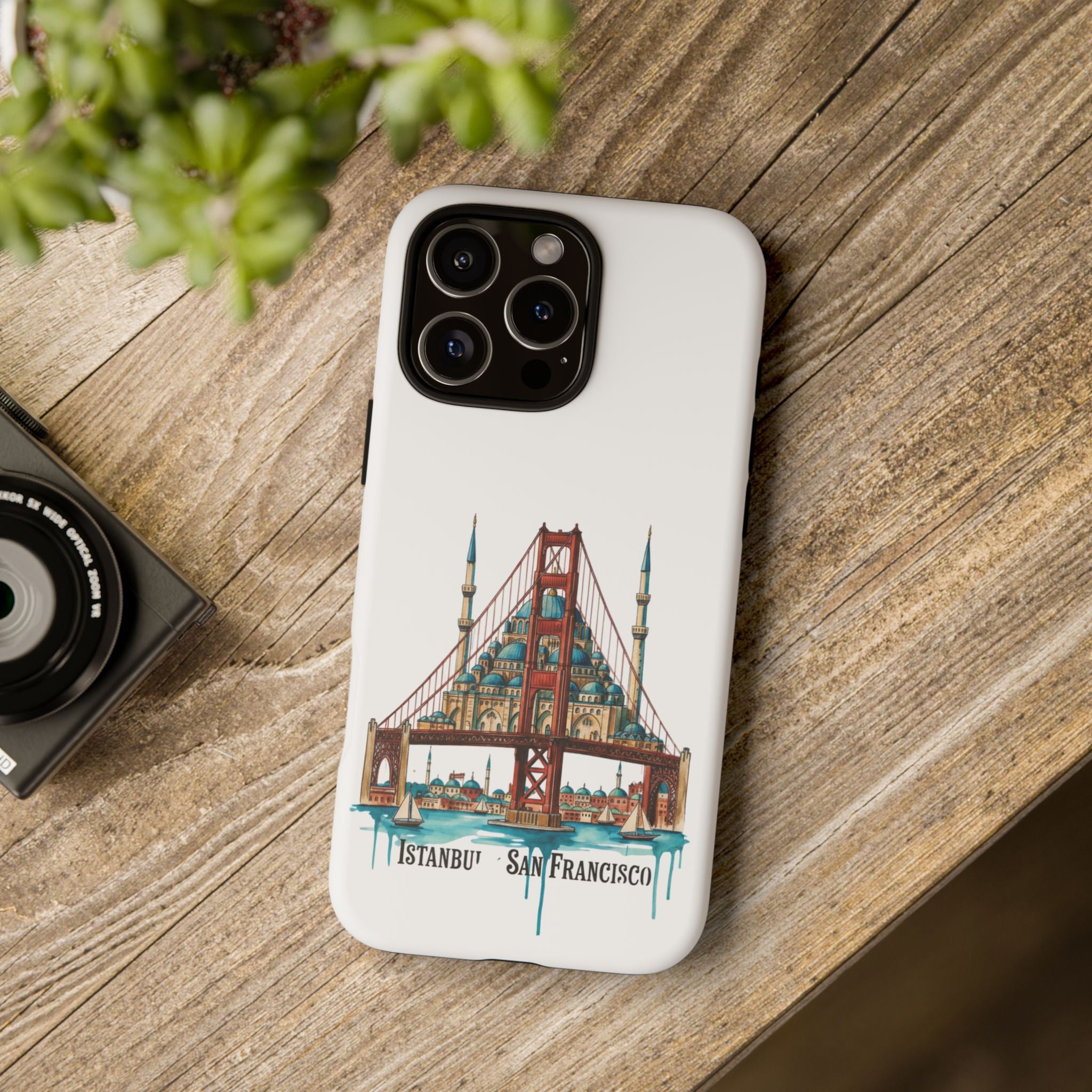 City Bridge Phone Case — Istanbul × San Francisco Illustrated Travel Design