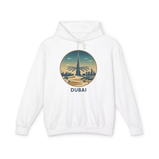 Dubai Skyline Hoodie — Vintage Desert Sunset Travel Sweatshirt