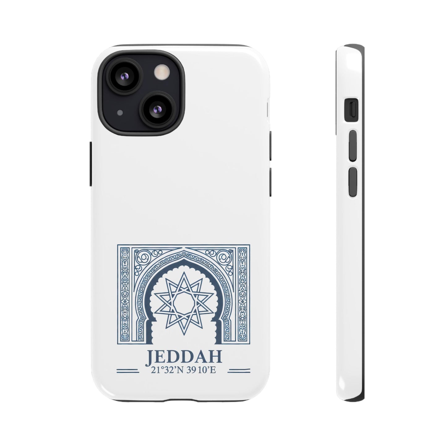Jeddah Coordinates Phone Case — Blue Islamic Arch Travel Souvenir