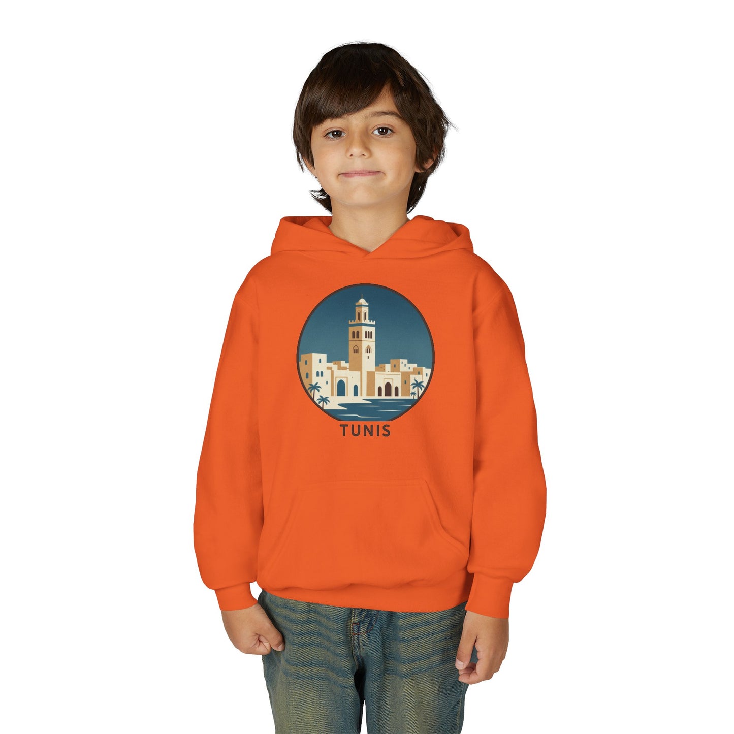 Tunis Youth Hoodie — Retro Tunis Cityscape Sweatshirt