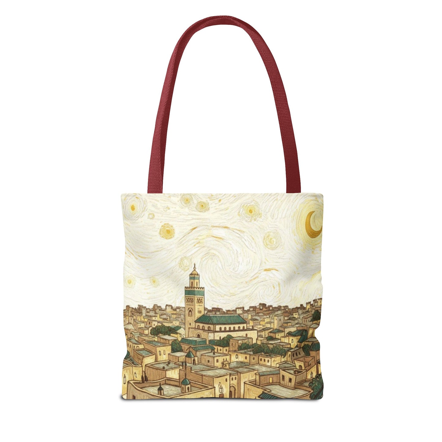 Starry Night Cityscape Tote Bag — Vintage Moroccan Skyline All-Over Print