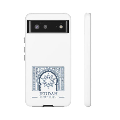 Jeddah Coordinates Phone Case — Blue Islamic Arch Travel Souvenir