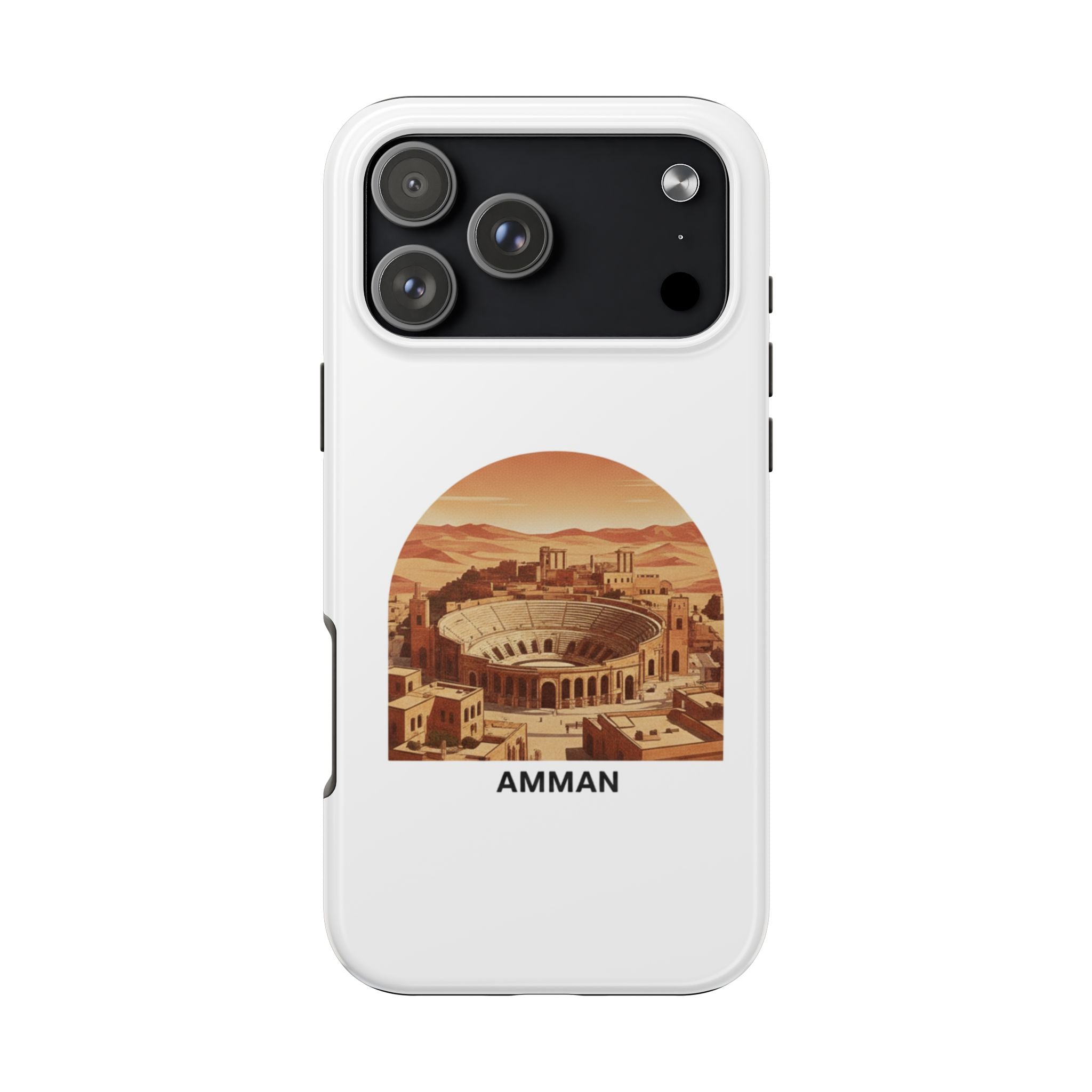 Amman Coliseum Tough Phone Case — Vintage Desert Cityscape Protective Cover